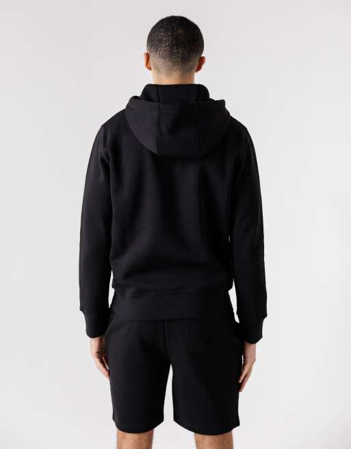 French Connection Cotton blend hoody and shorts co ord set in black, 4 of 4