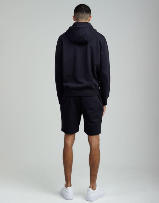 French Connection Cotton blend hoody and shorts co ord set in navy, 2 of 4