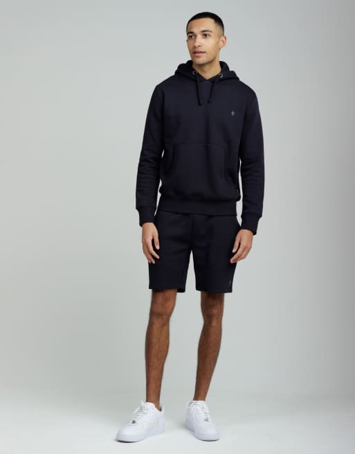 French Connection Cotton blend hoody and shorts co ord set in navy, 3 of 4
