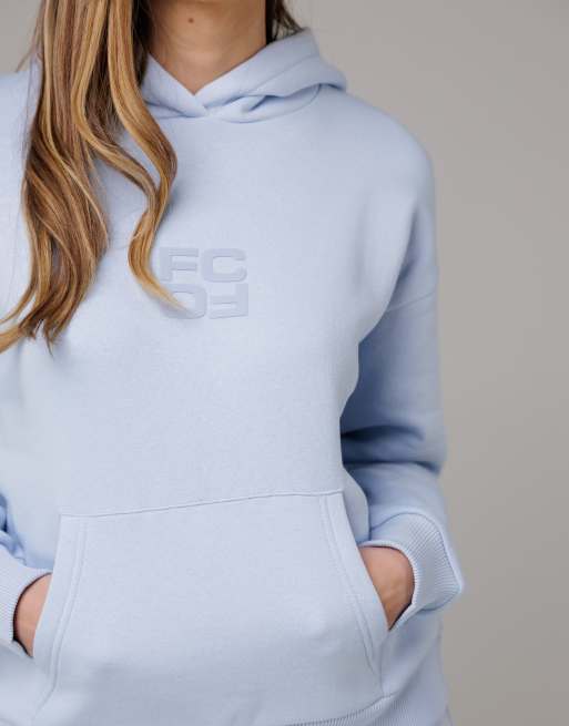 French Connection Cotton blend oversized kangaroo pocket hoody in blue, 4 of 4