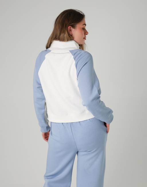French Connection Cotton blend panel colourblock pullover zipped hoody in ivory, 3 of 4