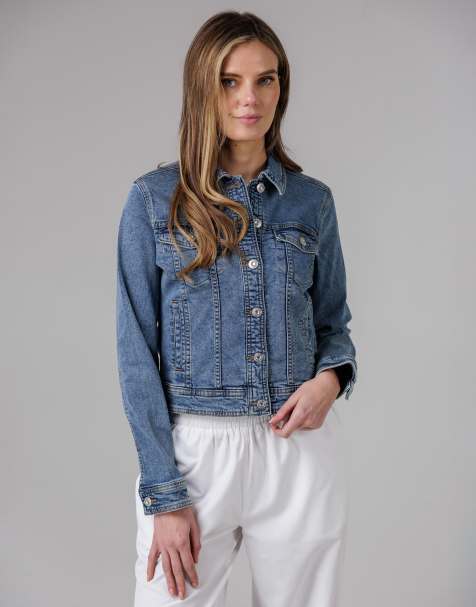 French Connection Cotton blend slim fit denim jacket in blue - view 1
