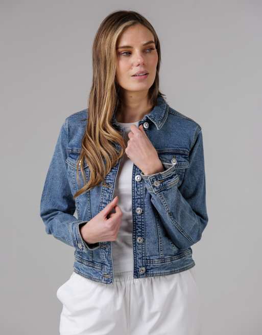 French Connection Cotton blend slim fit denim jacket in blue, 3 of 4