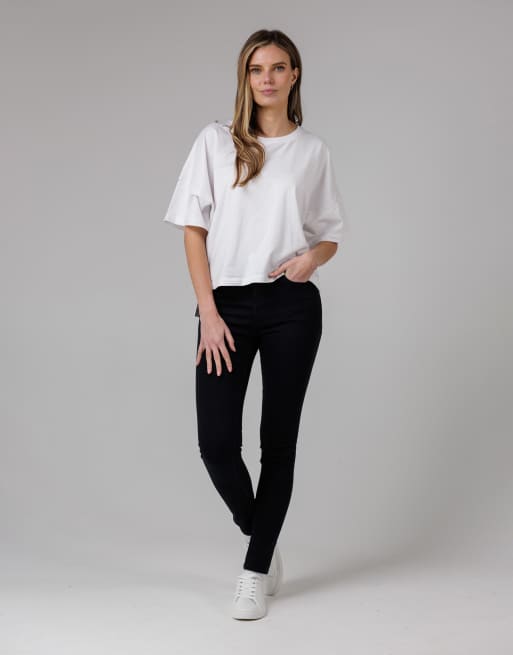 French Connection Cotton blend stretch high rise skinny denim jeans in black, 2 of 4