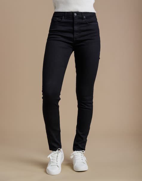 French Connection Cotton blend stretch high rise skinny denim jeans in black - view 1