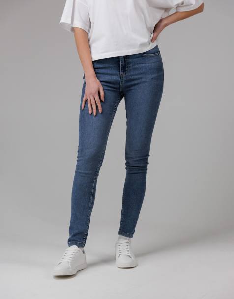 French Connection Cotton blend stretch high rise skinny denim jeans in blue - view 1