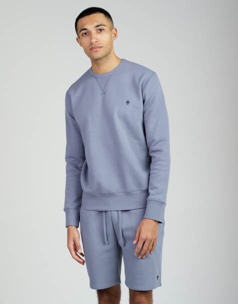French Connection Cotton blend sweatshirt and shorts co ord set in light blue - view 1
