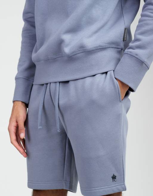 French Connection Cotton blend sweatshirt and shorts co ord set in light blue, 2 of 3