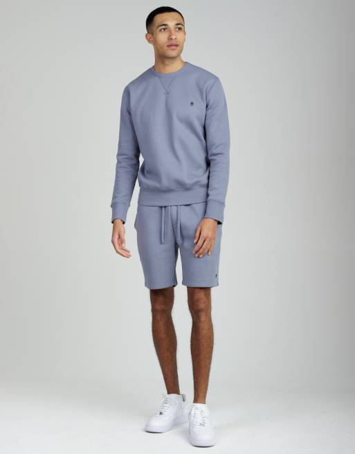French Connection Cotton blend sweatshirt and shorts co ord set in light blue, 3 of 3