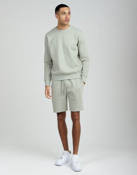 French Connection Cotton blend sweatshirt and shorts co ord set in light green - view 1