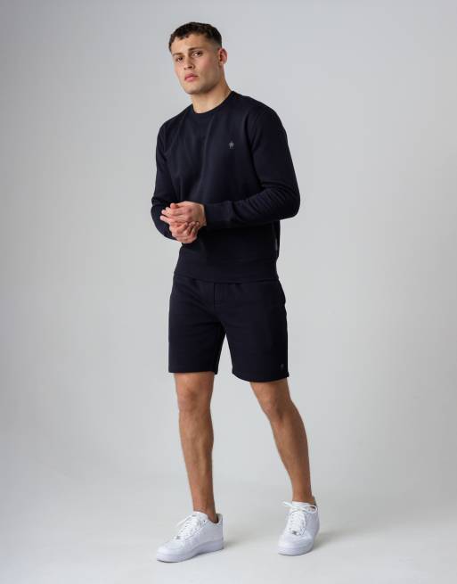 French Connection Cotton blend sweatshirt and shorts co ord set in navy, 2 of 4