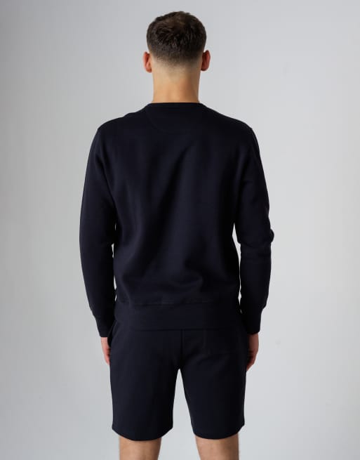 French Connection Cotton blend sweatshirt and shorts co ord set in navy, 4 of 4