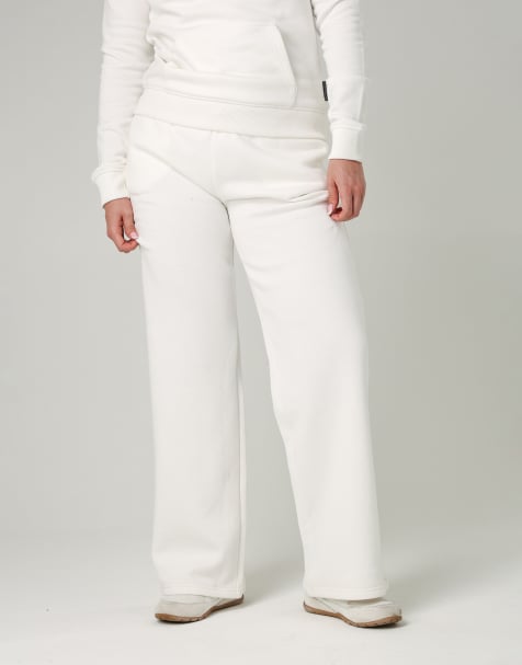 French Connection Cotton blend wide leg jogger in ivory - view 1