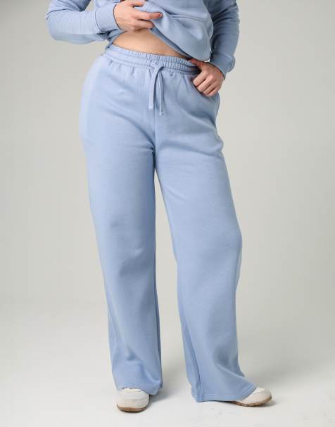 French Connection Cotton blend wide leg jogger in light blue - view 1