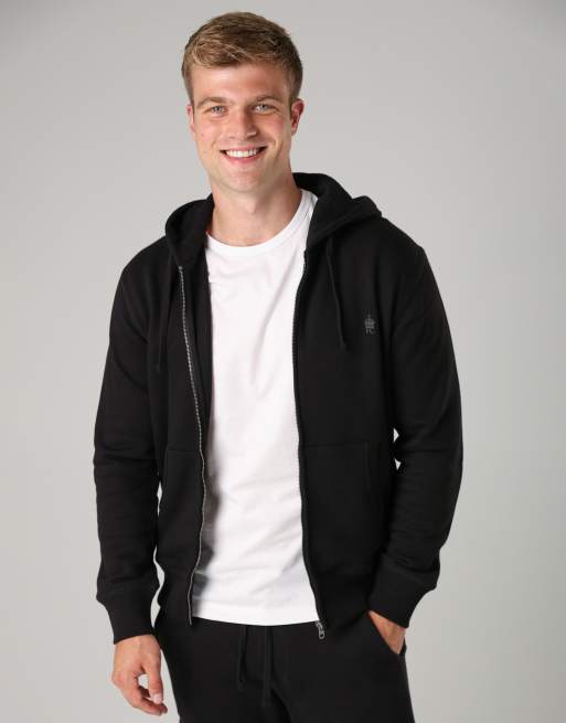French Connection Cotton blend zip hoody in black, 4 of 4