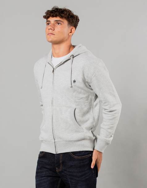 French Connection Cotton blend zip hoody in light grey - view 1