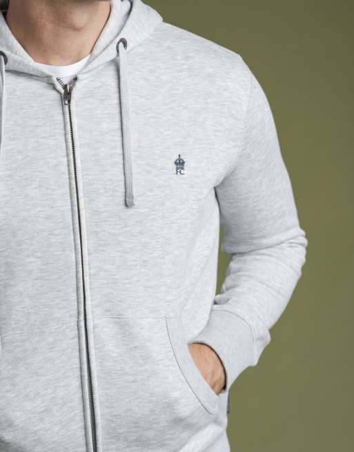 French Connection Cotton blend zip hoody in light grey, 4 of 4