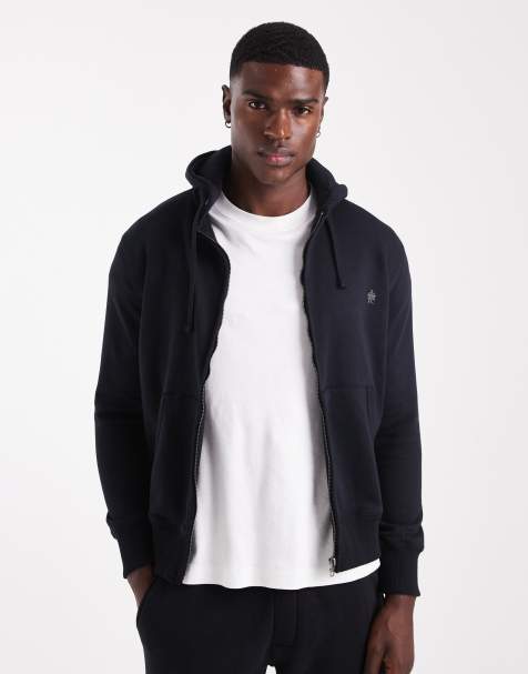 French Connection Cotton blend zip hoody in navy - view 1