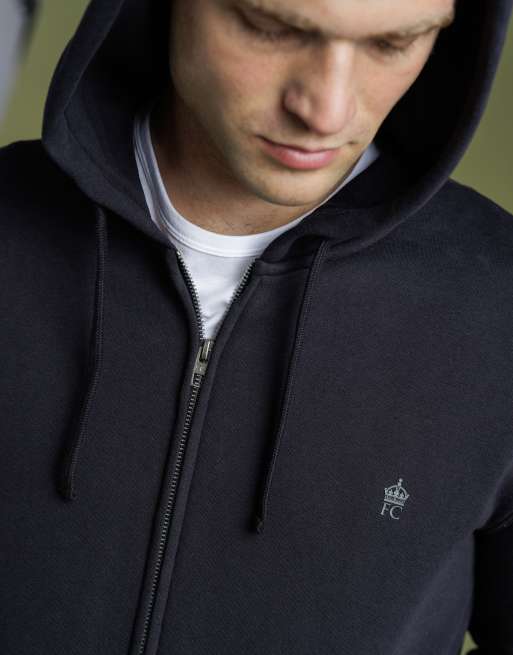 French Connection Cotton blend zip hoody in navy, 4 of 4