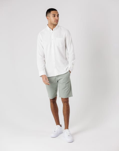 French Connection Cotton chino shorts in light green - view 1