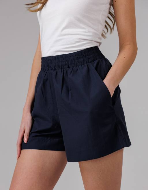 French Connection Cotton elasticated waist shorts in navy, 4 of 4