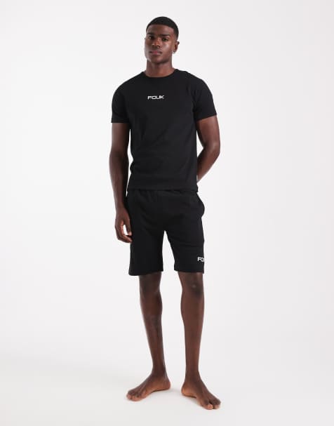 French Connection Cotton fcuk short sleeve t-shirt and short set in black - view 1