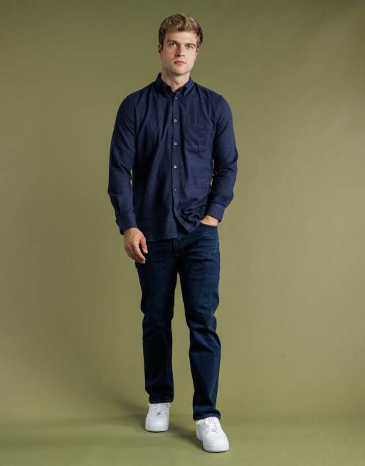 French Connection Cotton flannel long sleeve shirt in blue, 3 of 4