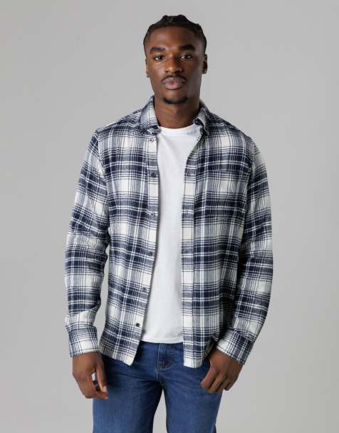 French Connection Cotton flannel long sleeve shirt in ecru - view 1