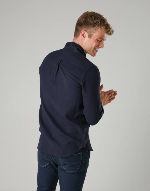 French Connection Cotton flannel long sleeve shirt in navy, 2 of 4