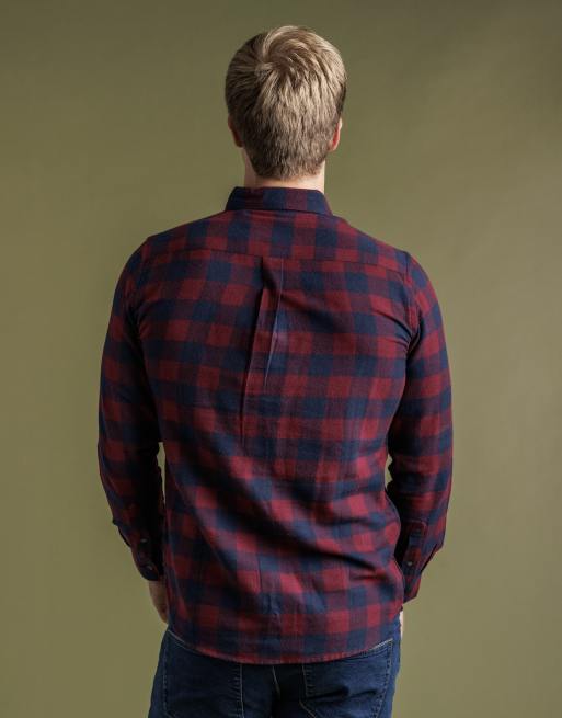 French Connection Cotton large gingham flannel long sleeve shirt in wine, 2 of 4