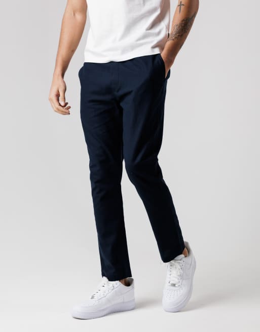 French Connection Cotton-linen blend drawstring cuffed trousers in navy, 3 of 4