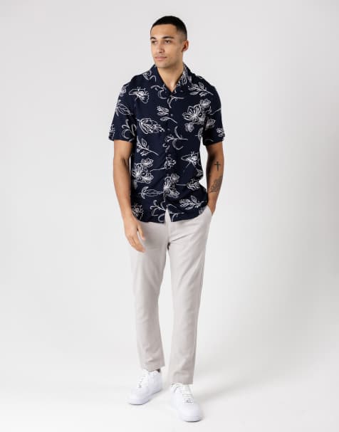 French Connection Cotton-linen blend drawstring cuffed trousers in stone