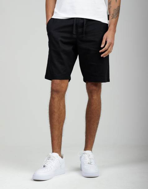 French Connection Cotton-linen blend drawstring shorts in black - view 1