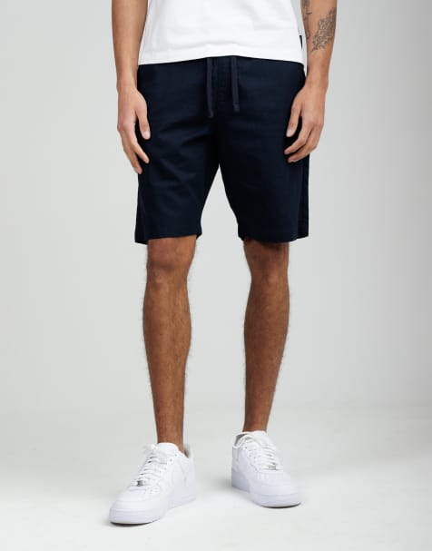 French Connection Cotton-linen blend drawstring shorts in navy