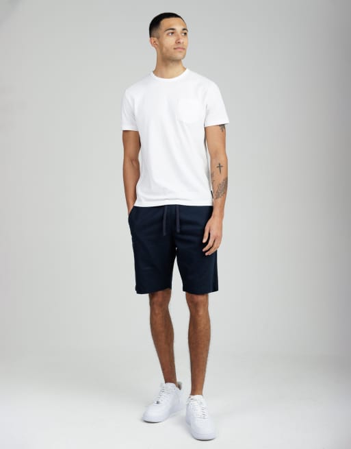 French Connection Cotton-linen blend drawstring shorts in navy, 4 of 4