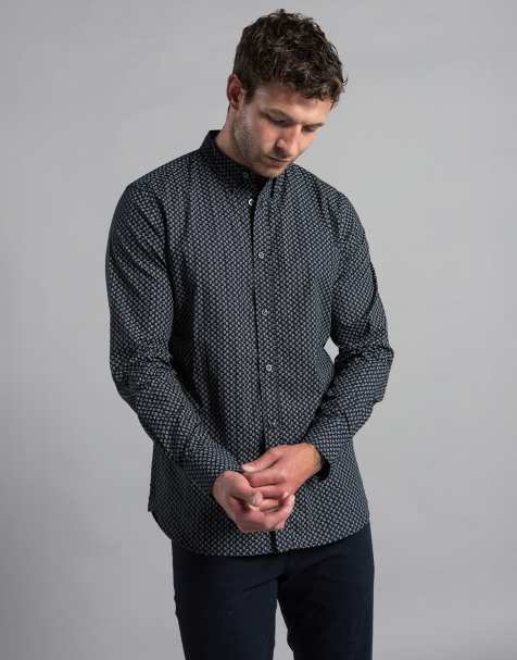 French Connection Cotton long sleeve floral shirt in blue - view 1
