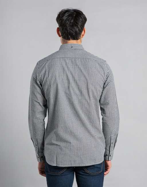 French Connection Cotton long sleeve gingham shirt in navy, 2 of 4