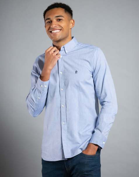 French Connection Cotton long sleeve oxford shirt in blue - view 1