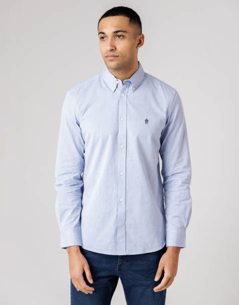 French Connection Cotton long sleeve oxford shirt in blue - view 1