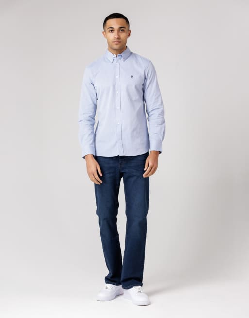 French Connection Cotton long sleeve oxford shirt in blue, 3 of 4