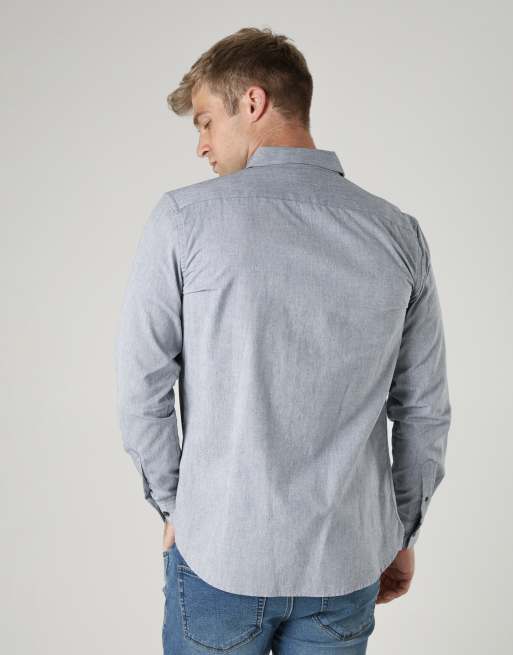 French Connection Cotton long sleeve oxford shirt in blue, 2 of 4