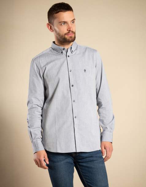 French Connection Cotton long sleeve oxford shirt in bright blue
