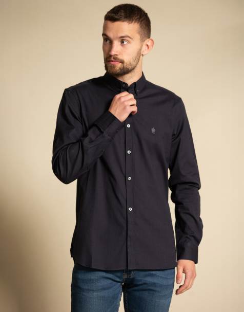 French Connection Cotton long sleeve oxford shirt in navy - view 1