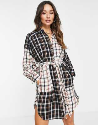 French Connection Cotton Panita shirt dress in mixed check - MULTI - ASOS Price Checker