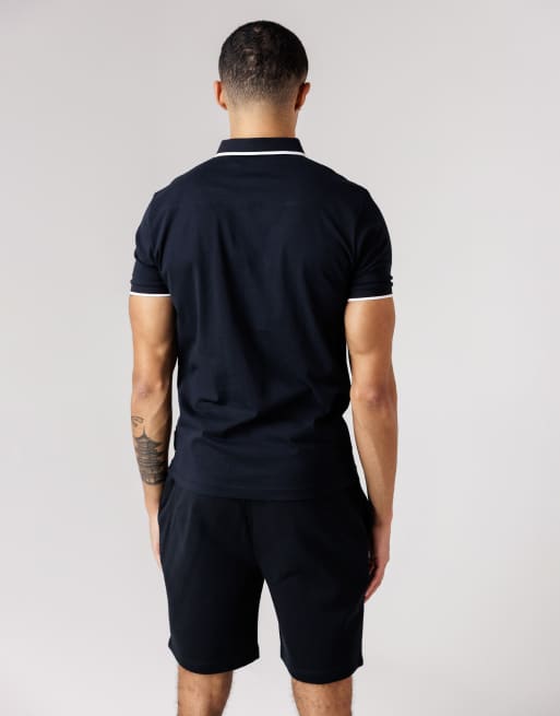 French Connection Cotton pique polo shirt and shorts co ord set in navy, 2 of 4