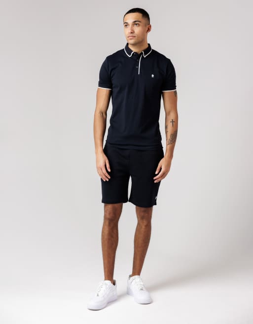 French Connection Cotton pique polo shirt and shorts co ord set in navy, 3 of 4