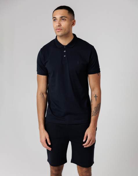 French Connection Cotton polo shirt and shorts co ord set in navy - view 1