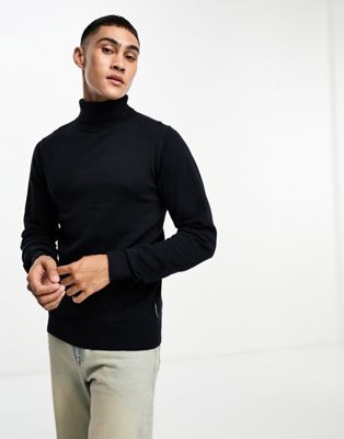 French Connection cotton roll neck jumper in navy