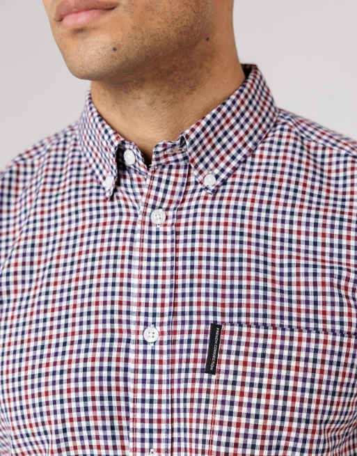 French Connection Cotton short sleeve gingham chest pocket shirt in red, 2 of 4