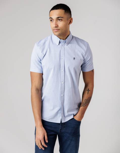French Connection Cotton short sleeve oxford shirt in blue